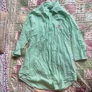 Ralph Lauren Green Striped Shirt Dress